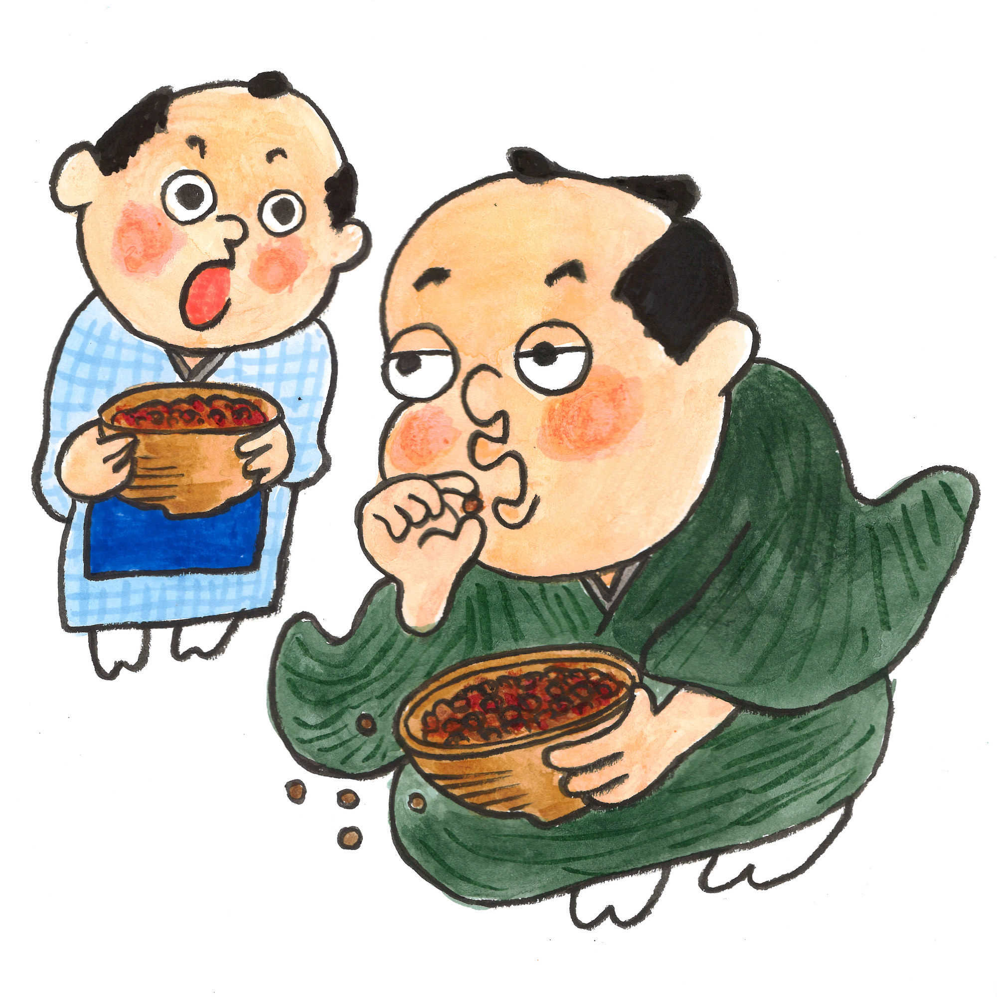 転失気、まんじゅう怖い、みそ豆